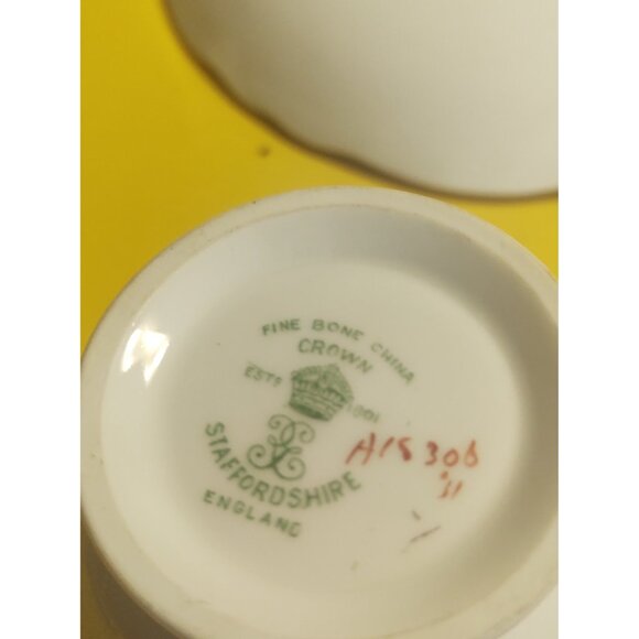 Crown Staffordshire Hand Painted Tea Cup & Saucer Set Patt.# 15308 1930's - Picture 11 of 11